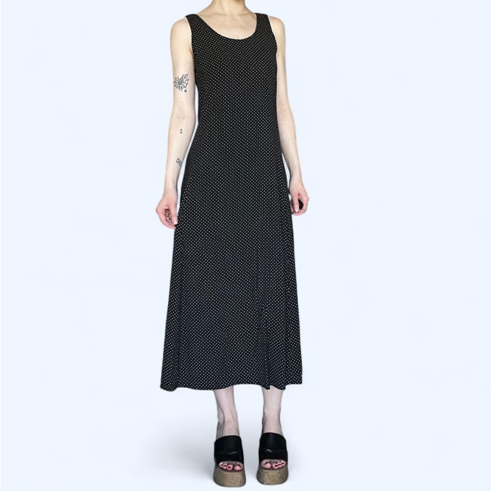 Vintage Black & White Polka Dot Maxi Dress